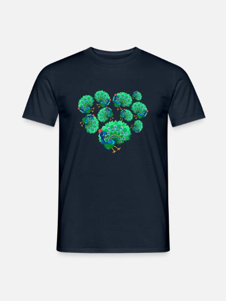 Herz Pfau - Männer T-Shirt - Navy