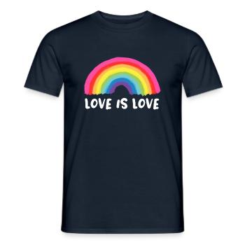 LOVE IS LOVE Lgbt Regenbogen gay pride queer csd - Männer T-Shirt - Navy - Vorne - AI Model Male 178 light (178cm)