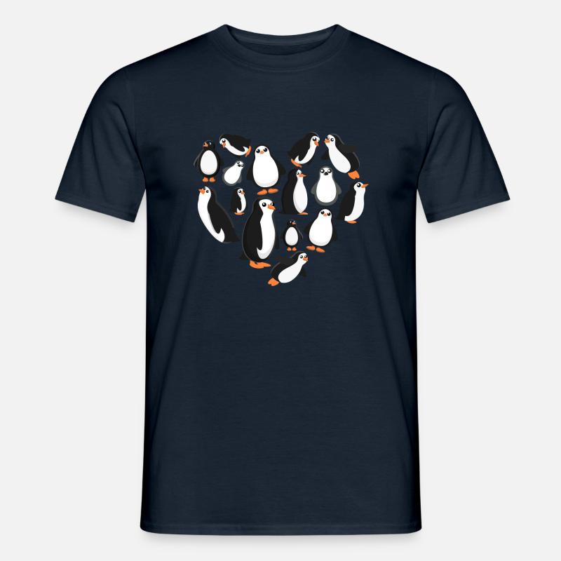 Herz Pinguin - Männer T-Shirt - Navy