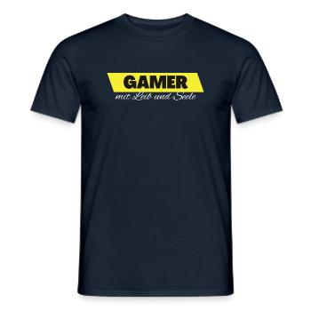Gamer mit Leib und Seele - Männer T-Shirt - Navy - Vorne - AI Model Male 178 light (178cm)