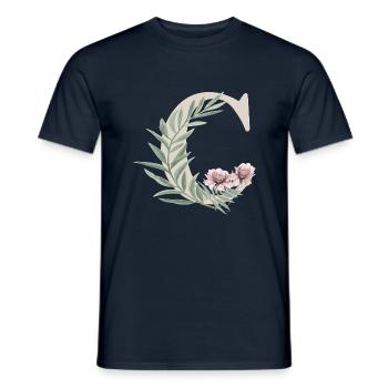 Lettre C avec des fleurs - T-shirt homme - marine - Devant - AI Model Male 178 light (178cm)