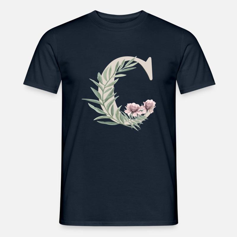 Buchstabe C mit Blumen - Männer T-Shirt - Navy