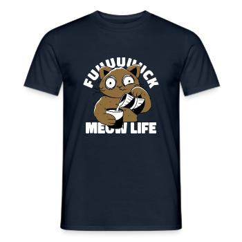 Fuck my life café chat - T-shirt homme - marine - Devant - AI Model Male 178 light (178cm)