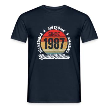 amazing since 1987 - anniversaire - T-shirt homme - marine - Devant - AI Model Male 178 light (178cm)