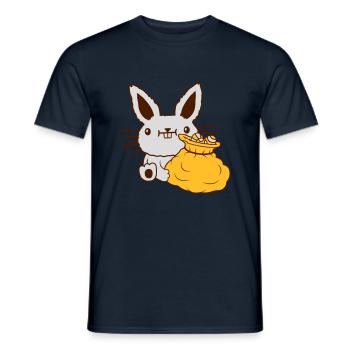 Lapin de Pâques grand sac d’oeufs - T-shirt homme - marine - Devant - AI Model Male 178 light (178cm)
