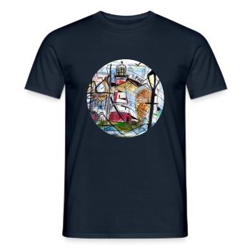 Smeaton's tower - Plymouth England - Men's T-Shirt - navy - Front - AI Model Male 178 light (178cm)