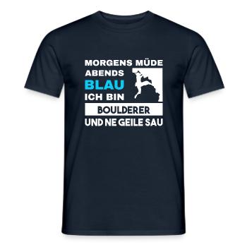 Morgens Müde Abends Blau Boulderer - Männer T-Shirt - Navy - Vorne - AI Model Male 178 light (178cm)