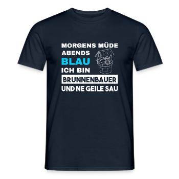 Morgens Müde Abends Blau Brunnenbauer - Männer T-Shirt - Navy - Vorne - AI Model Male 178 light (178cm)