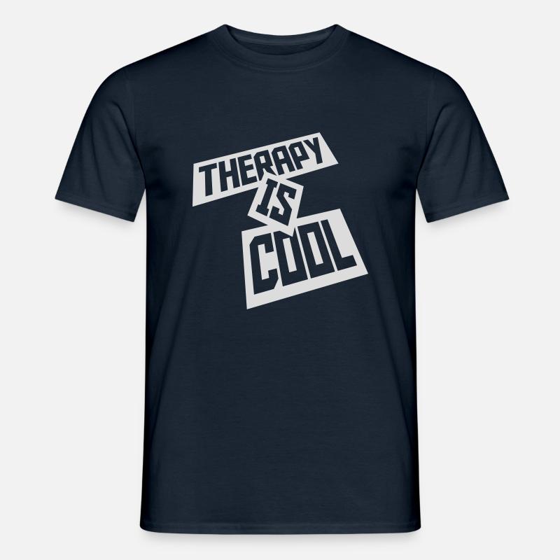 therapy is cool Zitat - Männer T-Shirt - Navy