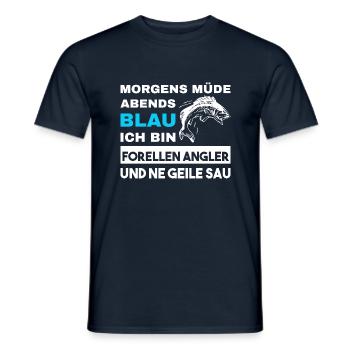 Morgens Müde Abends Blau Forellen Angler - Männer T-Shirt - Navy - Vorne - AI Model Male 178 light (178cm)