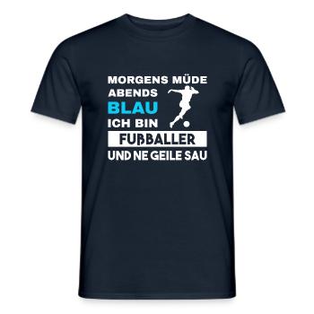 Morgens Müde Abends Blau Fußballer - Männer T-Shirt - Navy - Vorne - AI Model Male 178 light (178cm)