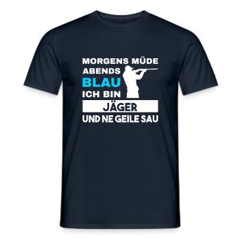 Morgens Müde Abends Blau Jäger - Männer T-Shirt - Navy - Vorne - AI Model Male 178 light (178cm)