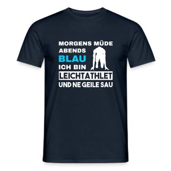 Morgens Müde Abends Blau Leichtathlet - Männer T-Shirt - Navy - Vorne - AI Model Male 178 light (178cm)