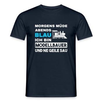 Morgens Müde Abends Blau Modellbauer - Männer T-Shirt - Navy - Vorne - AI Model Male 178 light (178cm)