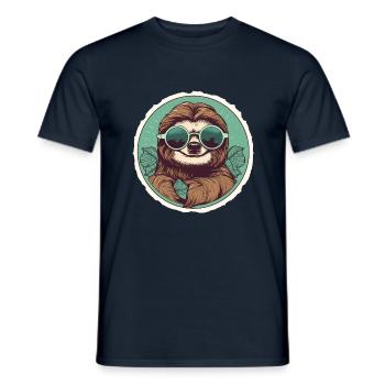 Sloth with Sunglasses, Lazybones, Slowpoke, Sl - Men's T-Shirt - navy - Front - AI Model Male 178 light (178cm)
