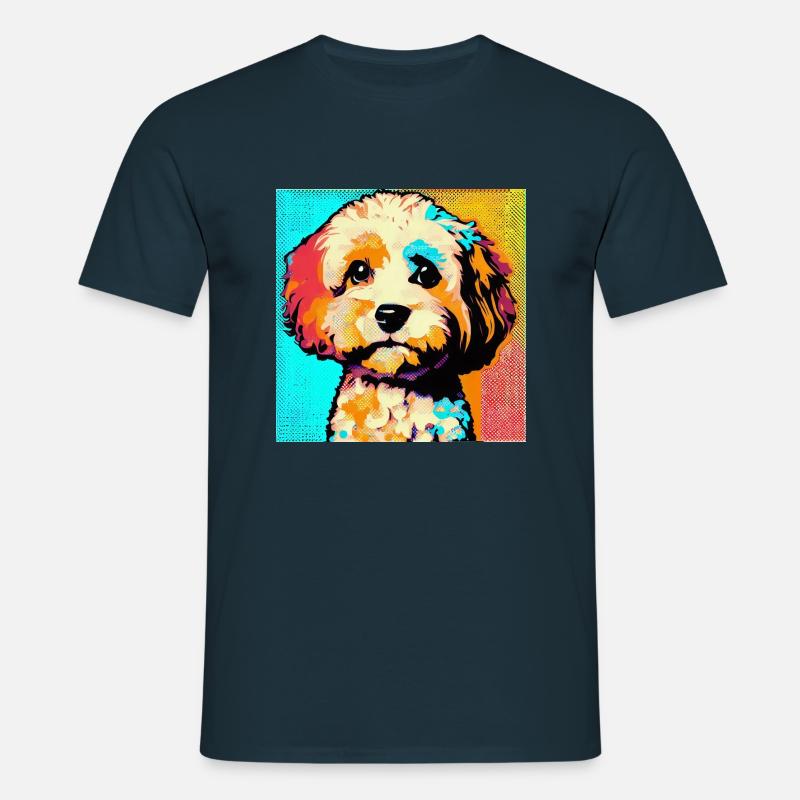 Cavapoo Pop Art - Men's T-Shirt - navy