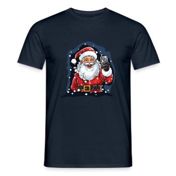 Santa Christmas lustiges Xmas Selfie - Männer T-Shirt - Navy - Vorne - AI Model Male 178 light (178cm)