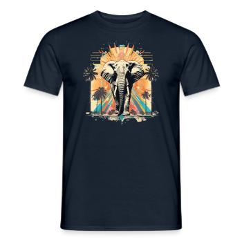 Vintage Elefant im Retro Sommer Tropen Style - Männer T-Shirt - Navy - Vorne - AI Model Male 178 light (178cm)