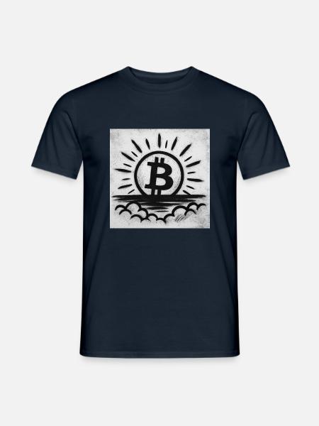 Sun goes up with Bitcoin - Men's T-Shirt - navy