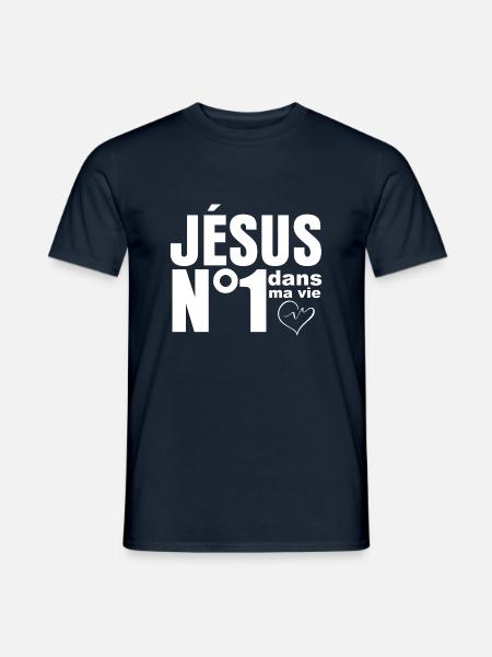 Jésus numéro 1 dans ma vie - T-shirt homme - marine