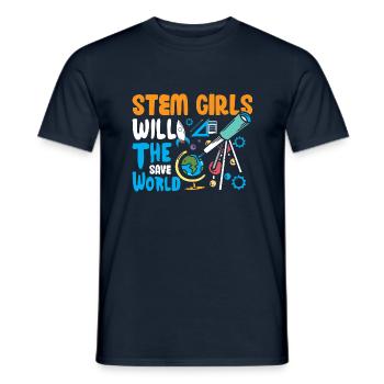 Stem Girls will save the world - Männer T-Shirt - Navy - Vorne - AI Model Male 178 light (178cm)