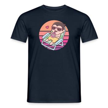 Mignon Vampire Chilling avec Blood Pack Sunset - T-shirt homme - marine - Devant - AI Model Male 178 light (178cm)