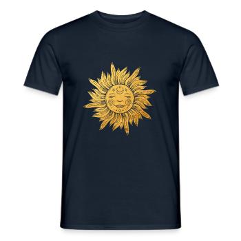 Sun face with rays, esoteric, mystical - Men's T-Shirt - navy - Front - AI Model Male 178 light (178cm)
