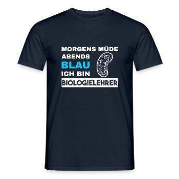 Morgens Müde Abends Blau Biologielehrer - Männer T-Shirt - Navy - Vorne - AI Model Male 178 light (178cm)