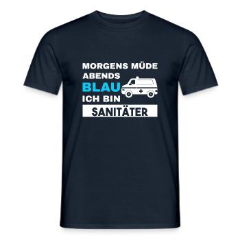 Morgens Müde Abends Blau Sanitäter - Männer T-Shirt - Navy - Vorne - AI Model Male 178 light (178cm)