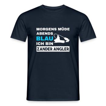 Morgens Müde Abends Blau Zander Angler - Männer T-Shirt - Navy - Vorne - AI Model Male 178 light (178cm)