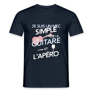 Guitariste - un mec simple - T-shirt homme - marine - Devant - AI Model Male 178 light (178cm)
