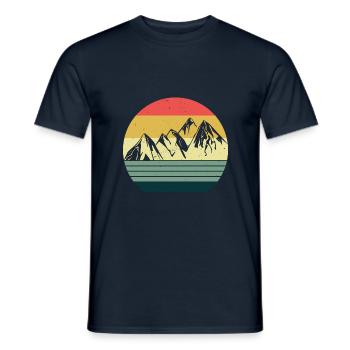 Hiking mountaineers heartbeat climbing mountains - Men's T-Shirt - navy - Front - AI Model Male 178 light (178cm)