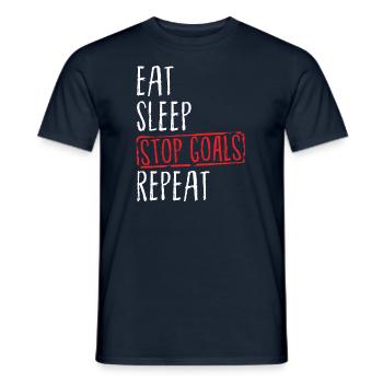 Lacrosse - Eat Sleep Stop Goals Repeat - Men's T-Shirt - navy - Front - AI Model Male 178 light (178cm)