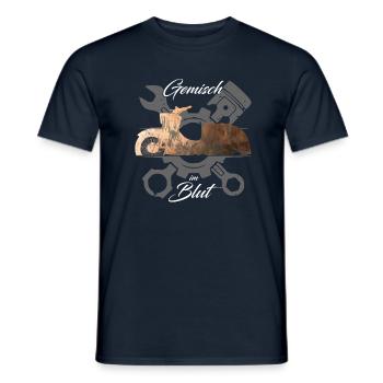Low Simson Schwalbe - Gemisch im Blut - Männer T-Shirt - Navy - Vorne - AI Model Male 178 light (178cm)