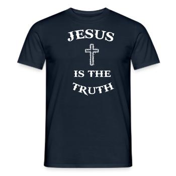 Religion Chrétien Jésus-Christ Croix Dicton - T-shirt homme - marine - Devant - AI Model Male 178 light (178cm)