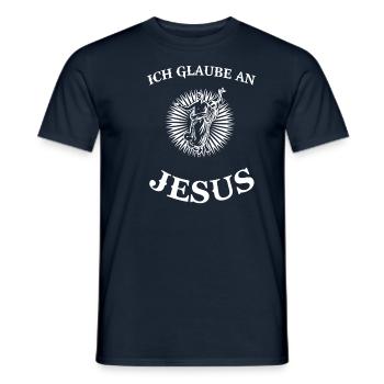 Jesus Glaube Gläubiger Religion Christentum Spruch - Männer T-Shirt - Navy - Vorne - AI Model Male 178 light (178cm)