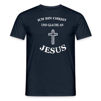 Christ Jesus Christus Religion Christentum Kreuz - Männer T-Shirt - Navy - Vorne - AI Model Male 178 light (178cm)