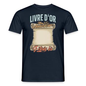 65e Anniversaire Livre D'or 65 Ans Fête Livre D'or - T-shirt homme - marine - Devant - AI Model Male 178 light (178cm)