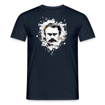 Friedrich Nietzsche: Portrait minimaliste - T-shirt homme - marine - Devant - AI Model Male 178 light (178cm)
