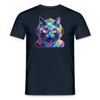 Musik Katze - Männer T-Shirt - Navy - Vorne - AI Model Male 178 light (178cm)
