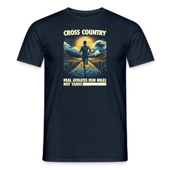 Cross-country - Les vrais athlètes courent des kilomètres et non des verges - T-shirt homme - marine - Devant - AI Model Male 178 light (178cm)