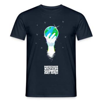 Er unterstützt die Welt - Polnisch - Männer T-Shirt - Navy - Vorne - AI Model Male 178 light (178cm)