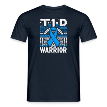 Guerrier T1D - Plaisir combatif pour diabétique de type 1 - T-shirt homme - marine - Devant - AI Model Male 178 light (178cm)