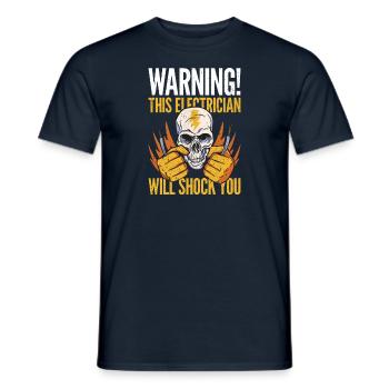 Avertissement! Cet électricien va vous choquer - T-shirt homme - marine - Devant - AI Model Male 178 light (178cm)