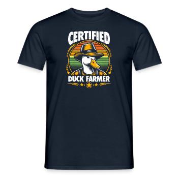 Éleveur de canards certifié - Cadeau d’amoureux des canards - T-shirt homme - marine - Devant - AI Model Male 178 light (178cm)