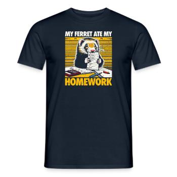 Mon furet a mangé mes devoirs - Cadeau furet - T-shirt homme - marine - Devant - AI Model Male 178 light (178cm)