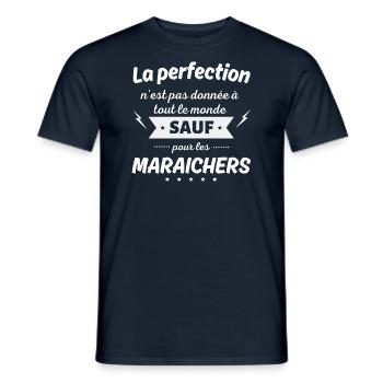 La perfection n est pas donnée sauf maraicher - T-shirt homme - marine - Devant - AI Model Male 178 light (178cm)