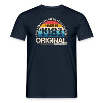 1983 Vintage Born Man Myth Legend - T-shirt homme - marine - Devant - AI Model Male 178 light (178cm)