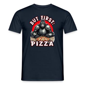 Gorilla Knight Pizza Party - Men's T-Shirt - navy - Front - AI Model Male 178 light (178cm)