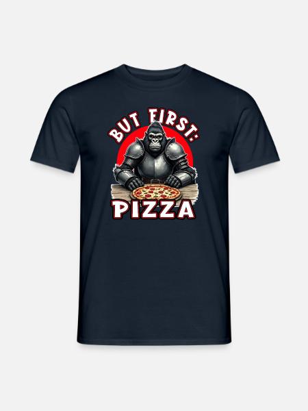 Gorilla Knight Pizza Party - Men's T-Shirt - navy